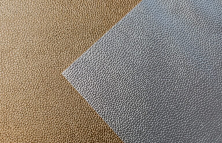 Close-up of brown and gray leather textile texture