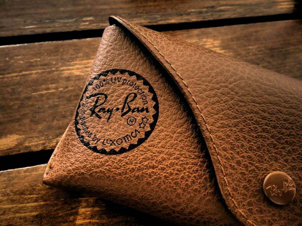 Brown leather sunglasses pouch case