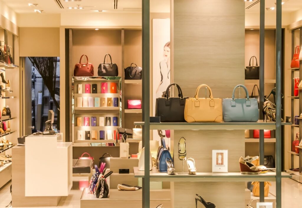 Chic boutique with a variety of handbags and shoes displayed