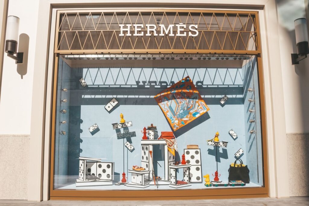 Artistic luxury brand store window display