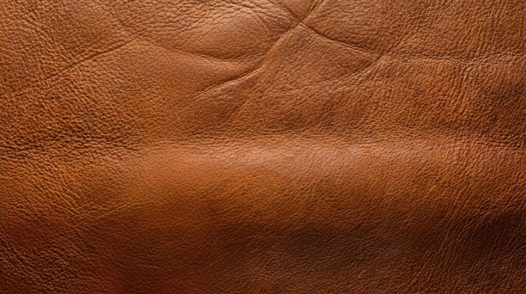 Close-up texture of vegetable-tanned leather grain